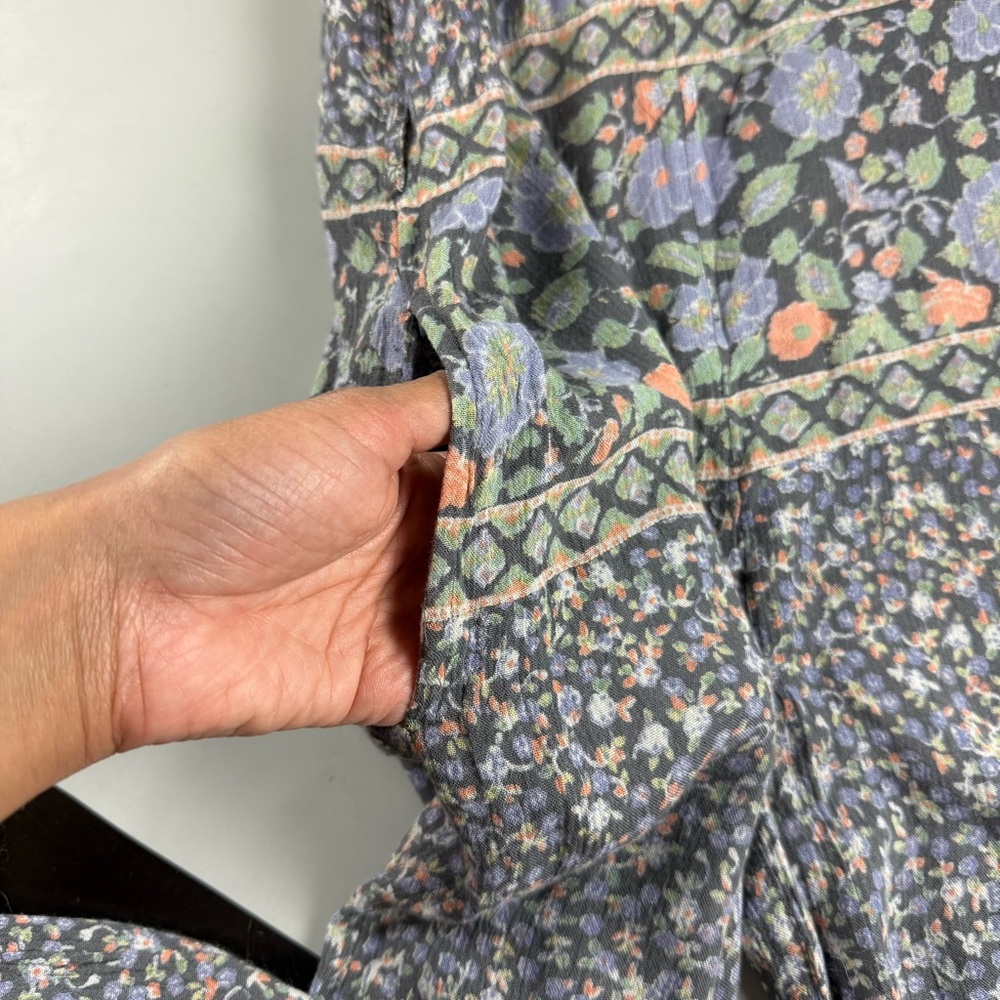 Free People Floral Boho Cropped Wide Leg Jumpsuit Lilac Lavender Gray XS - Picture 11 of 12